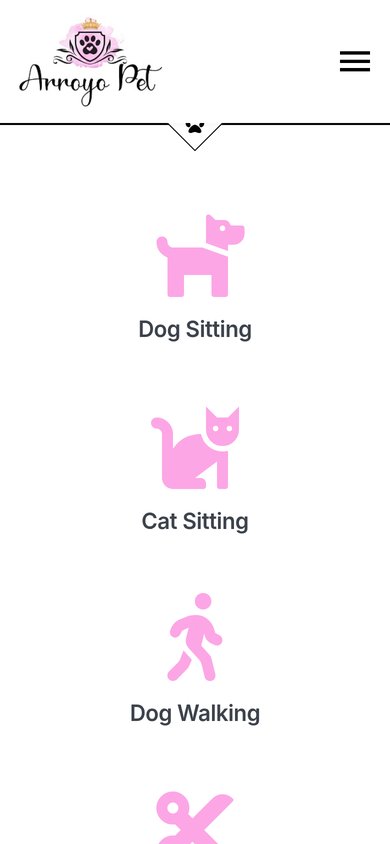 Arroyo Pet website on a phone