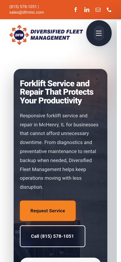 Mobile homepage of dfminc.com