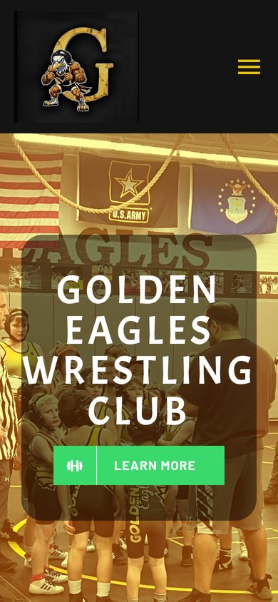 Golden Eagles Wrestling Club website on a phone