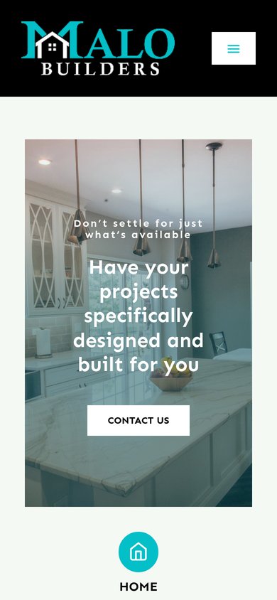 Malo Builders website on a phone