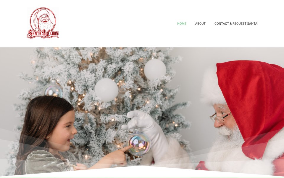 Santa Ben Claus website homepage on a desktop screen